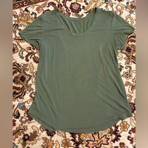 a.n.a Olive Green Scoop Neck Short Sleeve Top